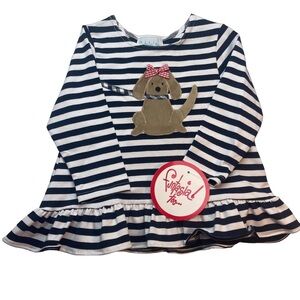 NWT Funtasia Too Long Sleeve Stripe Puppy Dog Swing Tunic Top 24m